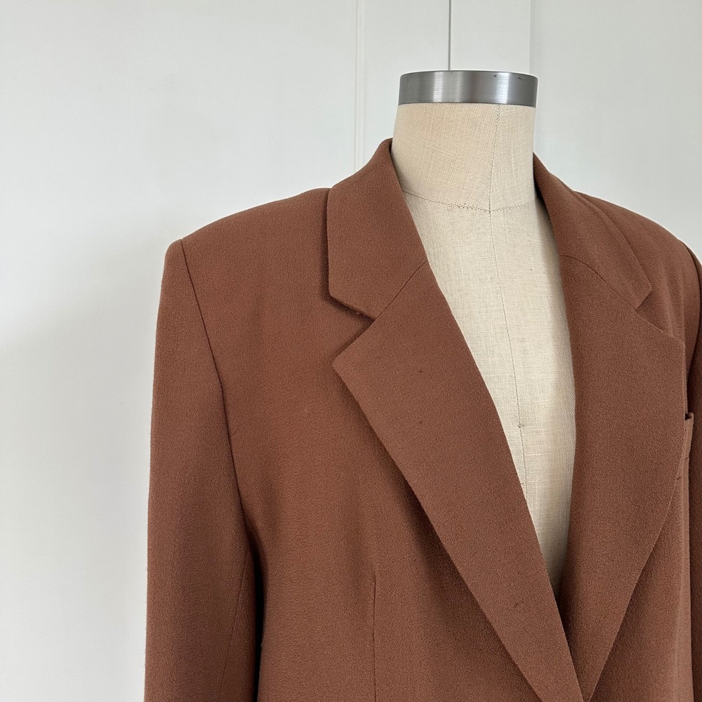 Tailored by Harlan Vintage Women's Brown‎ Blazer Rust 16 Large 90s - Picture 2 of 13